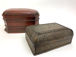 lot 31 image: Pair of Woven Boxes wLids