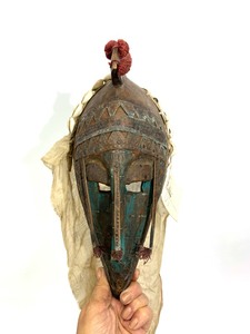 lot 34 image: Early African Marka Mask wCloth Hood - Mali