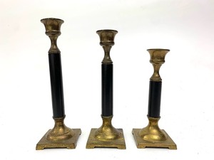 lot 39 image: Set of 3 Vintage Solid Brass Candlesticks