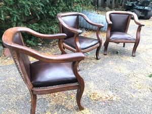 lot 49 image: 3 Vintage 1930s Era Oak Armchairs from Old Elks Lodge Brainerd