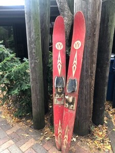 lot 51 image: Vintage Wooden VIKING Water Skis 