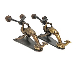 lot 75 image: Beautiful Brass Winged Goddess Wall Sconces