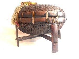 lot 79 image: Antique Chinese Footed Sewing Basket