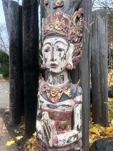 lot 97 image: Large Vintage Carved & Polychrome Painted Wooden Figure