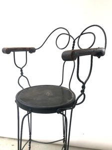 lot 107 image: Large Antique Iron Tall Stool wArms