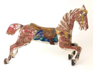 lot 1 image: Large Original Antique Wooden Carousel Horse