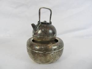lot 8 image: Miniature Vintage Sterling 950 Silver Teapot & Warmer