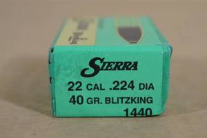 100 Sierra 22 Cal .224 40 Gr Blitzking Bullets