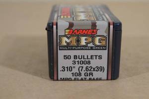 50 Barnes MPG 7.62x39 .310 108 Gr Flat Base Bullets