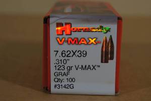 100 Hornady V-Max 7.62x39 .310 123 Gr GRAF Bullets