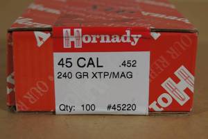 100 Hornady 45 Cal .452 240 Gr XTPMAG Bullets