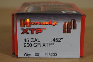 100 Hornady XTP 45 Cal .452 250 Gr Bullets