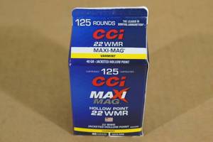 125 CCI Maxi Mag .22 WMR 40 Gr JHP Ammo