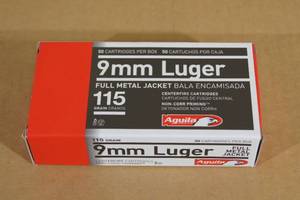 50 Aguila 9mm Luger 115 Gr FMJ Ammo