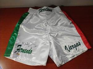 lot 32 image: Autographed Fernando Vargas Boxing Shorts