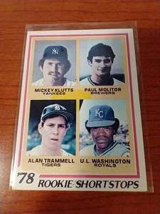 lot 50 image: 1978 Topps Paul MolitorAlan Trammell Rookie Card