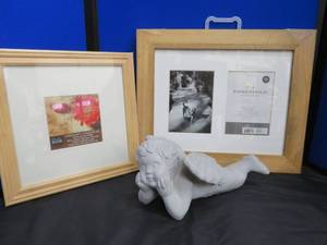 2 BRAND NEW PICTURE FRAMES AND RESIN ANGEL