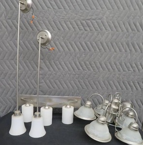 3 DIFFERENT SILVER TONED HANGING LIGHTS