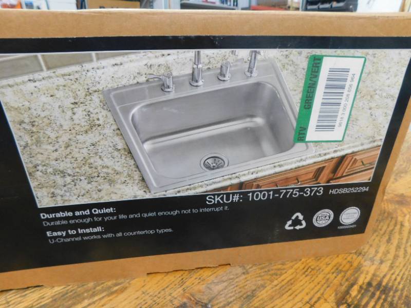 lot 147 image: Elkay Pergola Drop-In Stainless Steel 25 in. 4-Hole Single Bowl Kitchen Sink