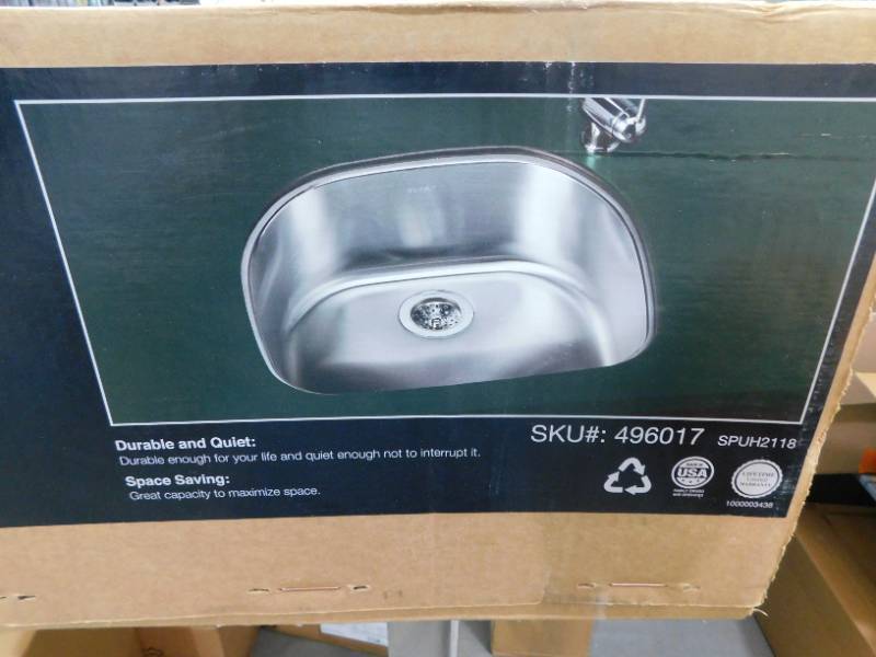 lot 148 image: Elkay Signature Plus Undermount Stainless Steel 24 in. Rounded Single Bowl Kitchen Sink
