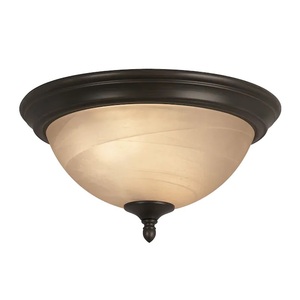 lot 24 image: Portfolio 13-in Oil-Rubbed Bronze Flush Mount Light