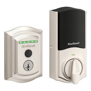 lot 25 image: Kwikset Halo Touch Fingerprint Satin Nickel Wi-Fi Enabled Single Cylinder Electronic Deadbolt Biometric Lock No Keypad Touchscreen