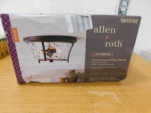 lot 16 image: allen  roth Latchbury 14.02-in Aged Bronze Flush Mount Light