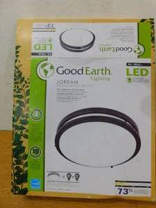 lot 17 image: Good Earth Lighting Jordan 14-in Bronze LED Flush Mount Light ENERGY STAR