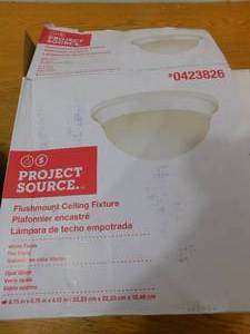 lot 35 image: Project Source 8.75-in White Incandescent Flush Mount Light