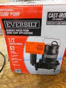 lot 80 image: Everbilt 12 HP Cast Iron Sump Pump