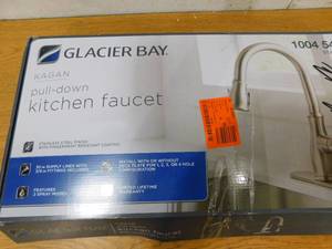 lot 121 image: Glacier Bay Kagan Single-Handle Pull-Down Sprayer Kitchen Faucet with Soap Dispenser in Stainless Spot Resistant