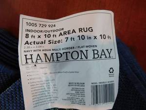 lot 146 image: Hampton Bay Multi Border NavyAqua 8 ft. x 10 ft. IndoorOutdoor Area Rug