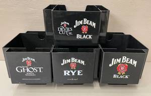 Lot of 4 Jim Beam Black Napkin Straw Caddies