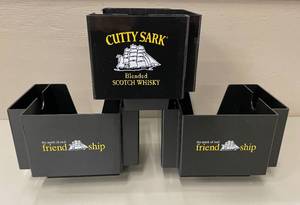 Lot of 3 Cutty Sark Scotch Whiskey Bar Napkin Straw Caddies