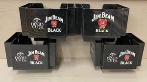 Lot of 4 Jim Beam Black Napkin Straw Caddies