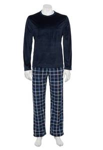 Mens Blue Fleece Winter Pajama Set Size L