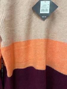 &nbspAva &amp Viv Womens Size 1X Crewneck Striped Puff Sleeve Pullover Sweater.&nbsp