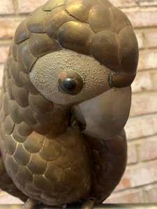 Brass Parrot on Perch