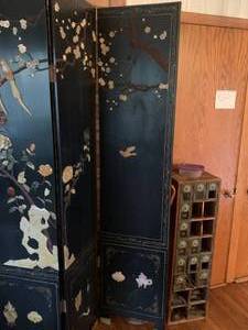 Asian 4-Panel Screen with Stone Embellishments