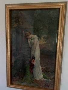 Antique Lady in Garden Framed Art