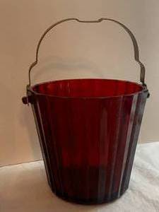 Red Ice Bucket, Green Vase,