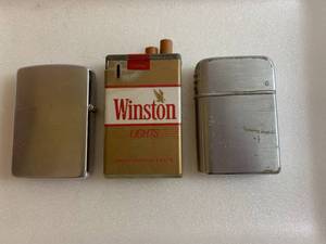 Cigarette Lighters with Advertising - Hamms, Winston, F&M