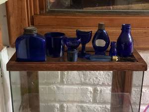 Blue Glass Drugstore Items
