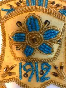 Beaded Leather Native American Pouch - dated 1912