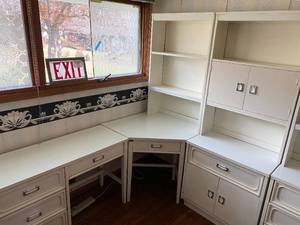 White Bookshelves and Desk