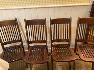 4 Vintage Wood Folding Chairs