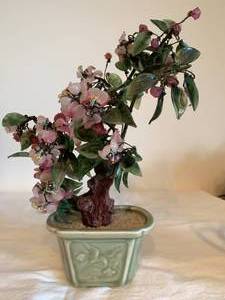 Bonsai Cherry Blossom Tree made from Pink and Green (Faux or Real) Jade