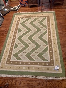 Green and Brown Woven Rug