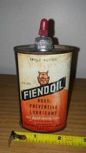 lot 35 image: Fiend oil by McCambridge, 3 ounce can.