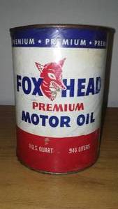 lot 110 image: Fox Head motor oil quart can- empty.